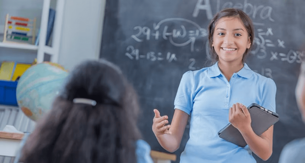 teacher guiding a class